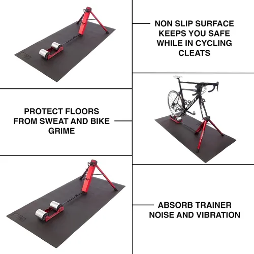 Vista 3 de FEEDBACK SPORTS Alfombrilla de entrenamiento de bicicleta Superficie antideslizante, segura para tacos de ciclismo Colocar debajo