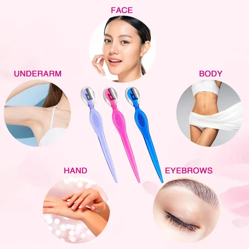 Vista 4 de 30 piezas de afeitadora Dermaplane para mujeres, afeitadora con cubierta de precisión, herramienta de dermaplaning exfoliante multiusos, depilación