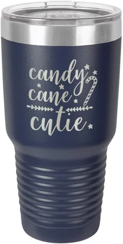 Vista 22 de Chirstmas - Taza de viaje de acero con recubrimiento de polvo grabado con láser, taza de viaje de camello polar sin BPA, mantiene tu bebida fría