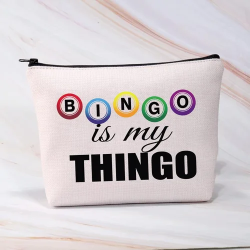 Vista 4 de BDPWSS Regalos divertidos de bingo bolsa de maquillaje de bingo regalo de jugador de bingo Bingo es mi Thingo para jugador de bingo regalo regalo