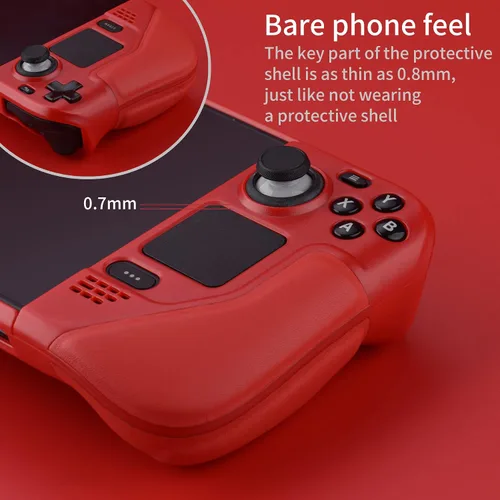 Vista 6 de UYIYE Funda protectora para Steam Deck - Funda Kickstand para Steam Deck- Accesorios fiables para Steam Deck Rojo