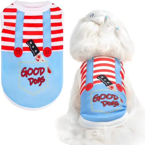 Vista 12 de BINGPET Bad to The Bone - Camiseta de algodón suave para cachorros, transpirable, ligera, para disfraz de perro, chaleco sin mangas, lavable a