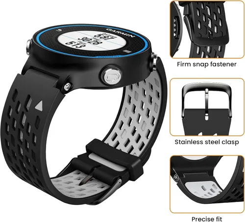 Vista 3 de Correas de reloj compatibles con Garmin Forerunner 620/735XT/220/235/230/630/Approach S6 Golf, correa de silicona suave dos en uno de repuesto
