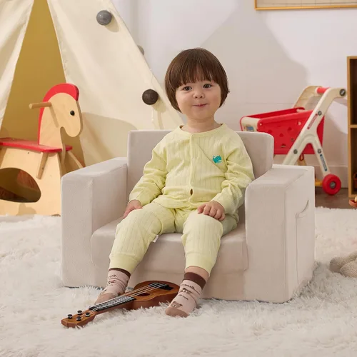Vista 8 de Silla de sofá para niños pequeños, sofá plegable para niños, cómodo gris