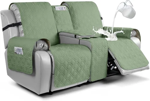 Vista 26 de VANSOFY Funda para Sofá de Dos Plazas Reclinable con Consola 100% Impermeable Fundas de Sofá Antideslizantes Funda de Sofá Reclinable Dividida Azuree