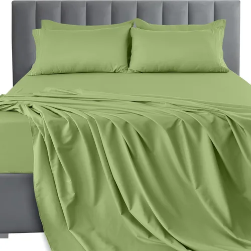 Vista 150 de LUX Décor - Juego de sábanas Twin de microfibra ultrasuave de 3 piezas con sábana encimera, sábana bajera de 16 pulgadas de profundidad y funda