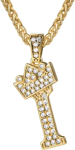Vista 57 de U7 Crown Initial Number Necklace for Men Women A-Z Letter Pendant Chain a. Oro