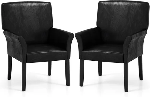 Vista 9 de POWERSTONE Silla de acento ejecutiva, silla de gamuza para invitados de oficina, moderna de mediados de siglo, sillón de recepción con patas de Negro