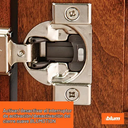 Vista 6 de Blum 38N355BE08s Bisagra compacta de cierre suave de 1/2 pulgada con revestimiento Blumotion, acabado en níquel