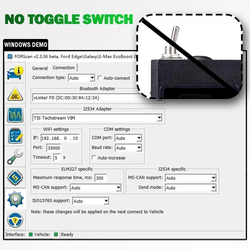 Vista 5 de Vgate vLinker FD Plus OBD2 Adaptador Bluetooth BLE Escáner para FORScan, Funciona con iPhone, Android y Windows