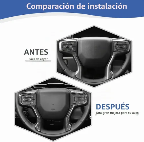 Vista 2 de RT-TCZ Para Silverado - Panel de volante para Chevy Tahoe 2021 Up Suburban 2020 Up Silverado 2019 Up Negro grano de madera accesorios interiores 2