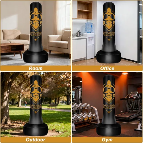 Vista 8 de Standing Punching Bag for Adults, 70" Punching Bag Stand, Boxing Heavy Bag with Stand, Freestanding for Adults Men MMA Thai Fitness Karate Muay
