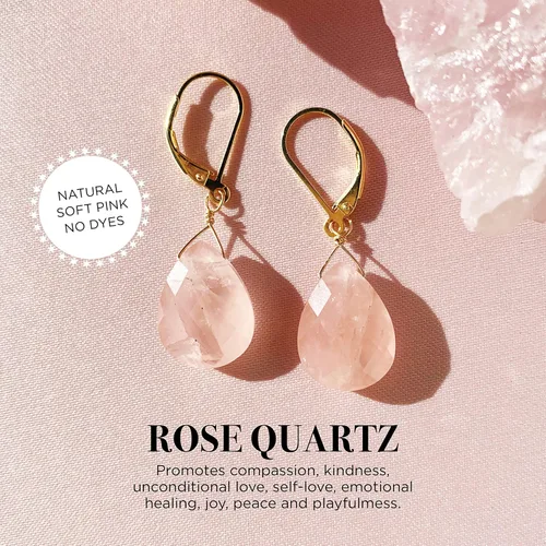 Vista 3 de Pendientes de Gemas Naturales, Joyería Colgante con Gota de Plata de Ley Hipoalergénica 925, Regalo para Mujeres Hecho a Mano en EE. UU