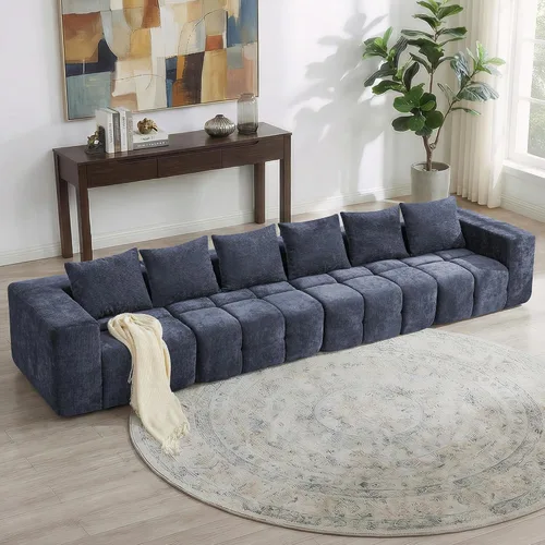 Vista 26 de Sofá de dos plazas seccional modular sin armazón de 78.7 pulgadas, sofá nube capitoné con asiento profundo, sofá de chenilla para sala de estar