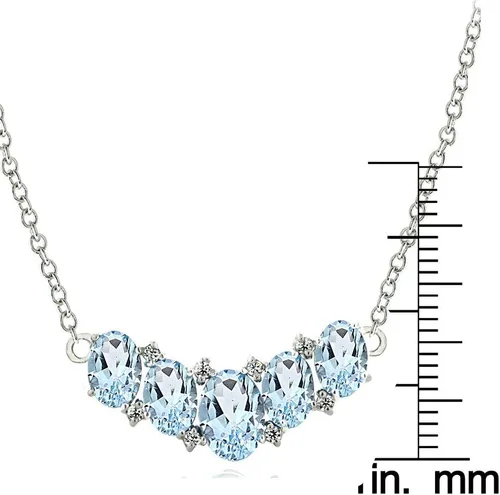 Vista 3 de Plata de ley amatista topacio azul o blanco Topacio 5-stone Collar