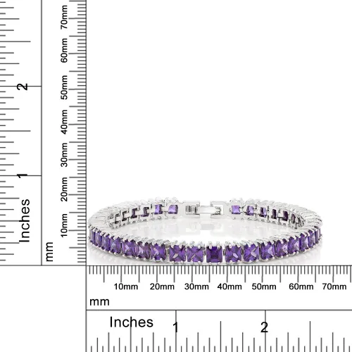 Vista 11 de Gem Stone King Pulsera de tenis clásica de circonita cúbica de corte princesa para mujer