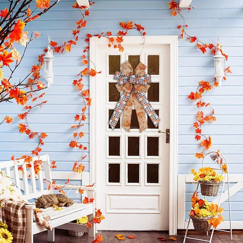 Vista 4 de Arco grande de calabaza de otoño para corona, cuadros blancos y negros para otoño, fiesta de Acción de Gracias, interiores y exteriores, suministros