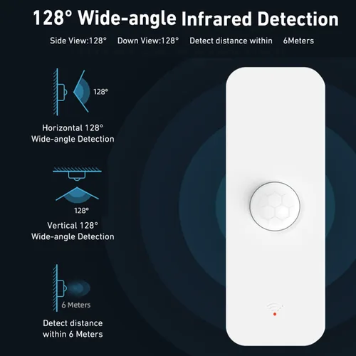 Vista 3 de Sensor de movimiento PIR inteligente: detector de movimiento WiFi con alertas de notificación de aplicaciones, sensor de contacto inalámbrico