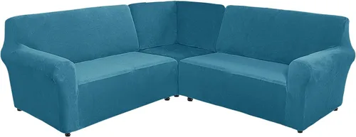 Vista 17 de YOPOIY Fundas de terciopelo para sofá esquinero, 3 piezas, en forma de L, alta elasticidad, suave y lavable a máquina, protector de muebles