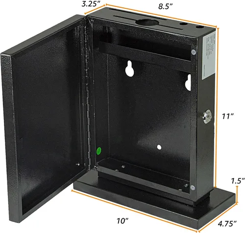 Vista 5 de Caja de sugerencias grande con ranura y candado, urna de metal montada en la pared, estuche de donación, tarro de punta de bloqueo seguro