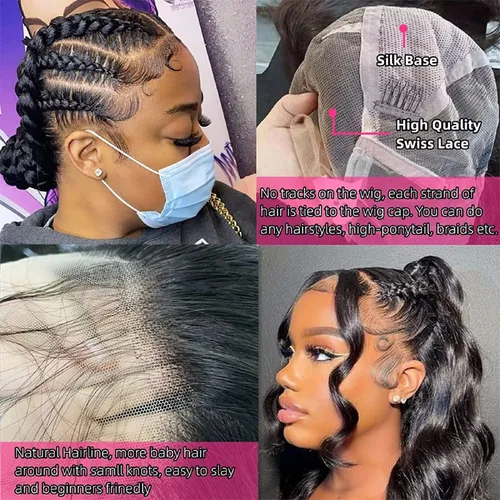Vista 3 de Pelucas de Cabello Humano de Encaje Completo de 10 Pulgadas de Largo Liso HD Peluca de Encaje Completo Se Puede Trenzar Pre Desplumada Con Cabello