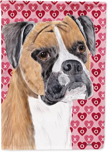 Vista 265 de Caroline's Treasures SS4484GF Bandera de jardín con diseño de bulldog inglés y corazones para el Día de San Valentín, bandera decorativa para patio