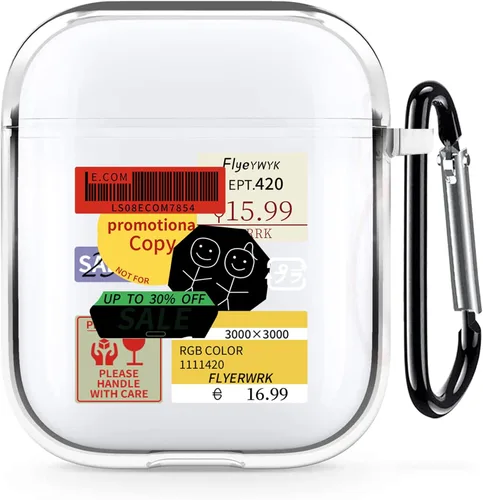 Vista 30 de Funda transparente para AirPods de 2ª generación de 1ª generación, diseño de gatito kawaii para mujeres, hombres y niños, funda de carga de TPU