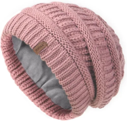 Vista 7 de FURTALK Gorros de invierno para mujer, con forro polar, gorro de punto holgado y cálido, gorro de esquí