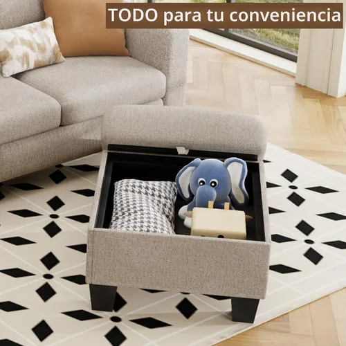 Vista 6 de ZeeFu Sofás modulares y modulares para sala de estar, sofá modular en forma de L de 3 plazas de 78 pulgadas con otomana de almacenamiento, moderno