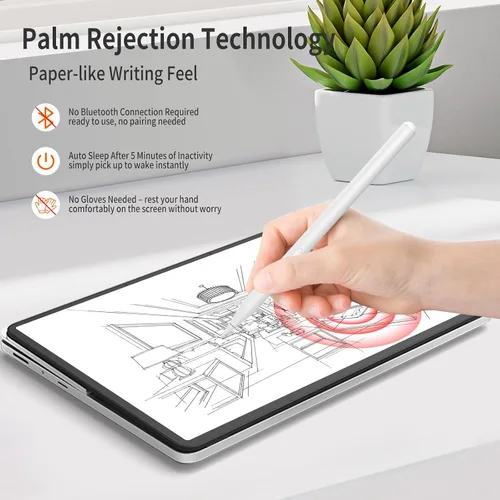 Vista 4 de Stylus Pen for Surface Pro, 4096-Level Pressure & USB-C Fast Charge 4097-white