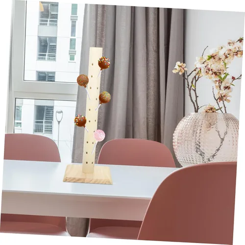 Vista 4 de 1 soporte de exhibición de paletas de madera, soporte resistente para postres para fiestas y eventos, práctico estante de presentación de dulces
