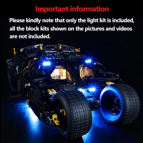 Vista 2 de Kyglaring Kit de iluminación LED solamente – Juego de luces diseñado para Lego DC Batman Batmobile Tumbler 76240 Kit de modelo de construcción – sin