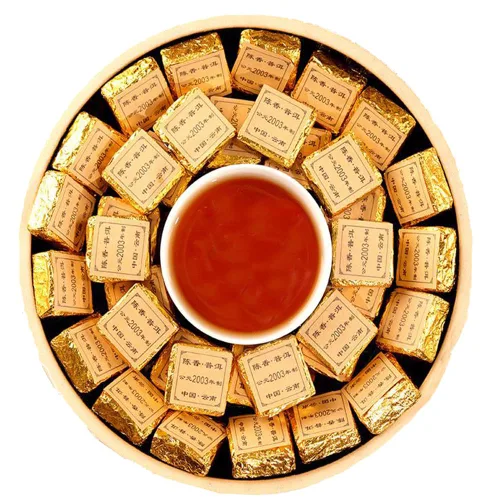 Vista 3 de Pu'er Xiaotuo Tea 2003 Jiazi Xiaofang Brick Pu'er Tea 10.58 oz Té cocido Mini té de ladrillo Xiaofang 03 Aged Fermented Yunnan Ripe Pu Erh,Compact
