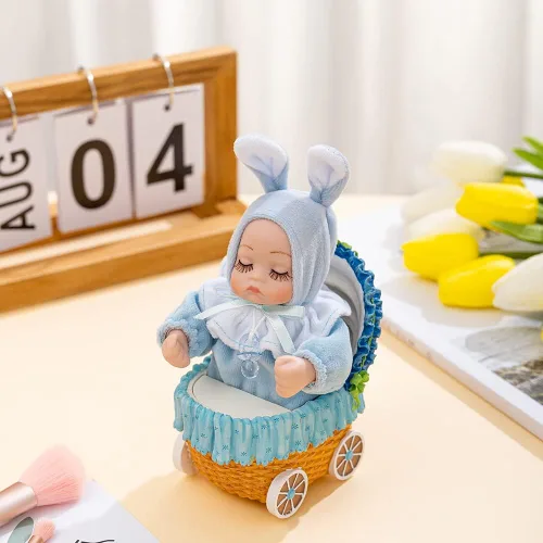 Vista 4 de LOVE FOR YOU Cochecito Bobblehead Doll Baby Music Box para niñas y niños, hermana, sobrina, hijo, hija, mamá, nieto, bautizo, decoración de ducha