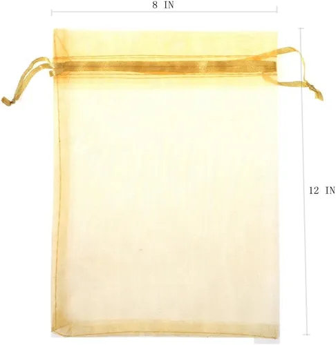 Vista 2 de Kupoo Paquete de 50 piezas 8 x 12 pulgadas, bolsa de organza con cordón para envoltura de regalo para fiestas/juego/boda