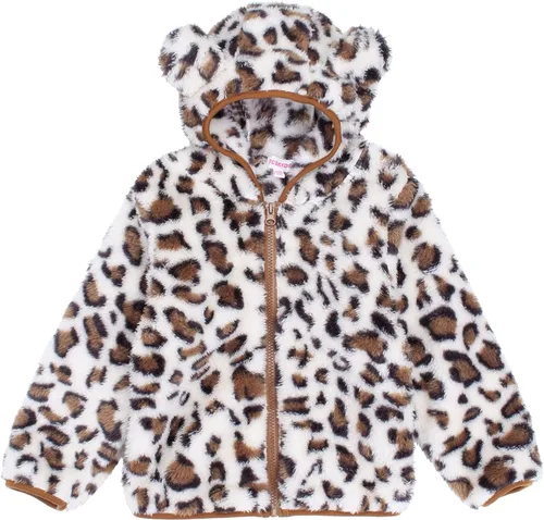 Vista 36 de Chaqueta con capucha de forro polar con cremallera para niñas y niños pequeños, abrigo de osito cálido de invierno Negro