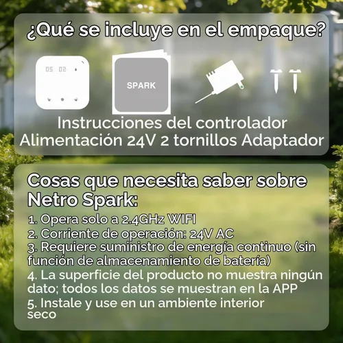 Vista 9 de Netro Controlador inteligente de rociadores Spark de 8 zonas Botones