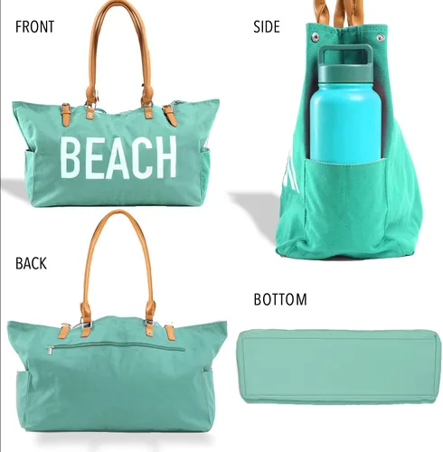 Vista 7 de Keho Bolsa de playa impermeable con bolsillos para mujer (resistente a la arena)