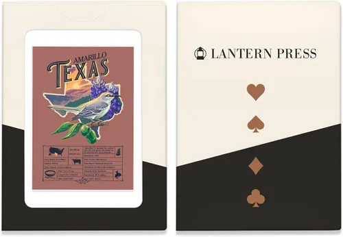 Vista 4 de Lantern Press Amarillo, Texas, Facts About, State Series, 52 Playing Cards for Adults, Poker Size Card Deck