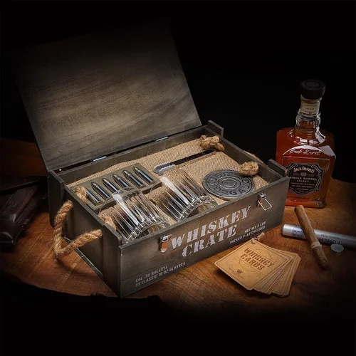 Vista 5 de Royal Reserve - Juego de regalo de piedras de whisky Bullet Vasos de bourbon hechos a mano, posavasos, caja – Regalos de whisky para hombres
