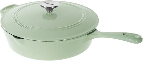 Vista 6 de Cuisinart Freidora de pollo de hierro fundido de 12 pulgadas con tapa, capacidad de 4.5 cuartos de galón, interior esmaltado de porcelana, apta