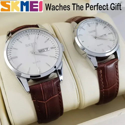 Vista 4 de SKMEI Pair Watches for Couples Men and Women His and Hers Watch Set Husband Wife Valentines Matching Wrist Watch Wedding Gifts Waterproof Business