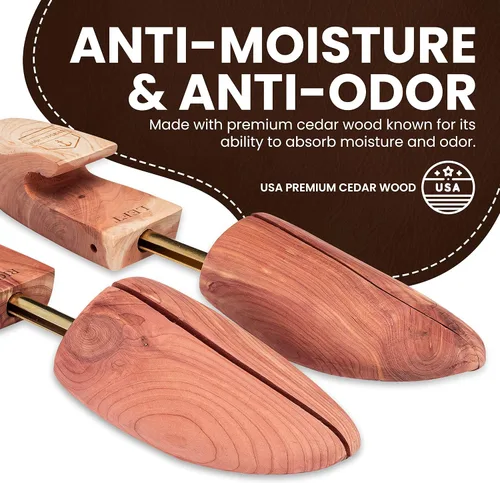 Vista 3 de HOUNDSBAY Paquete de 2 árboles de zapatos para hombres, estiradores de zapatos de madera para hombres, árboles de zapatos de cedro para hombres