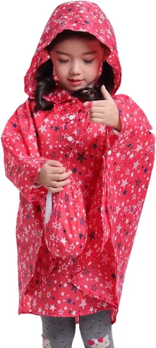 Vista 3 de Spmor Poncho de lluvia con capucha para niños