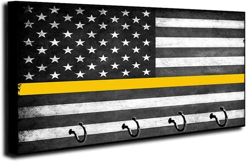 Vista 9 de Brotherhood Subdued - Organizador de llaves de la bandera estadounidense envejecida de la antigua gloria, estante de montaje en pared para soportes