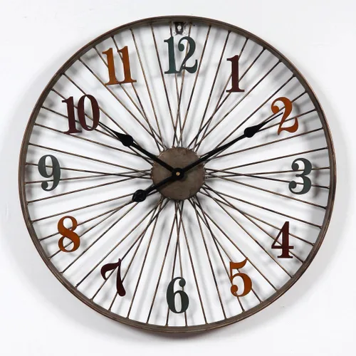 Vista 6 de Wall Clock60CM Large Vintage Metal Wall Clock, Retro Style Wall Clock,Household Bedroom Iron Art Clock Wall - Bicycle Wheel