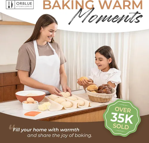 Vista 9 de Orblue Bakers Couche y Paño de Fermentación, Tela 100% Algodón para Hornear Masa de Pan, Herramienta de Moldeado para Baguettes, Hogazas, Ciabatta