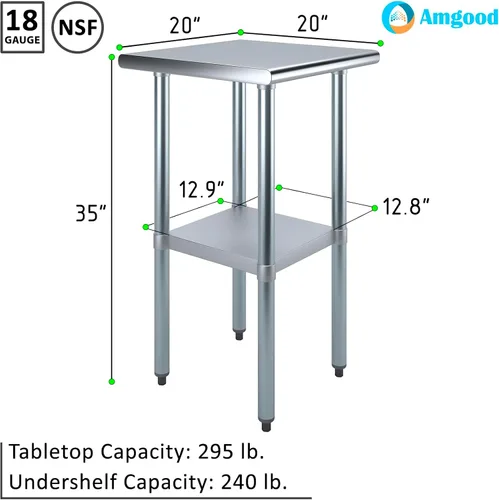 Vista 3 de Mesa de trabajo de acero inoxidable AmGood