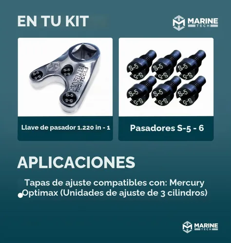 Vista 3 de Marine Tech Tools - Llave de pasador Mercury de 1.220 in (AMT0021), llave de pasador fuera de borda ajustable con pines S-5, herramientas fueraborda