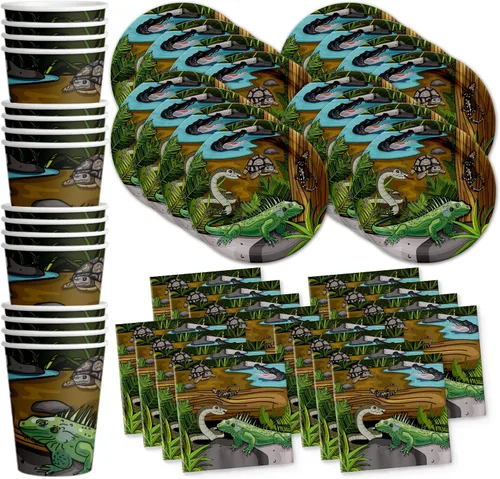 Vista 20 de Noah's Ark - Juego de suministros para fiesta de cumpleaños, platos, servilletas, vasos, vajilla para 16